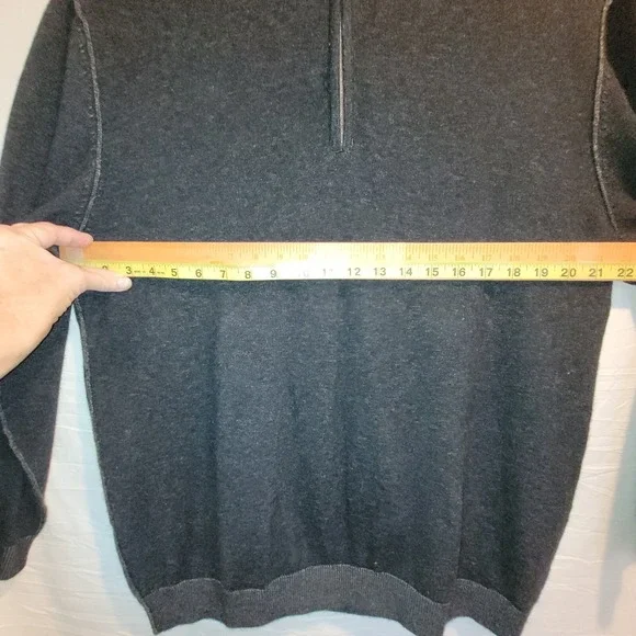 Tommy Bahama Sweater Medium Wool Cashmere 1/4 Zip Charcoal Gray Men's Mock Neck - Picture 7 of 12